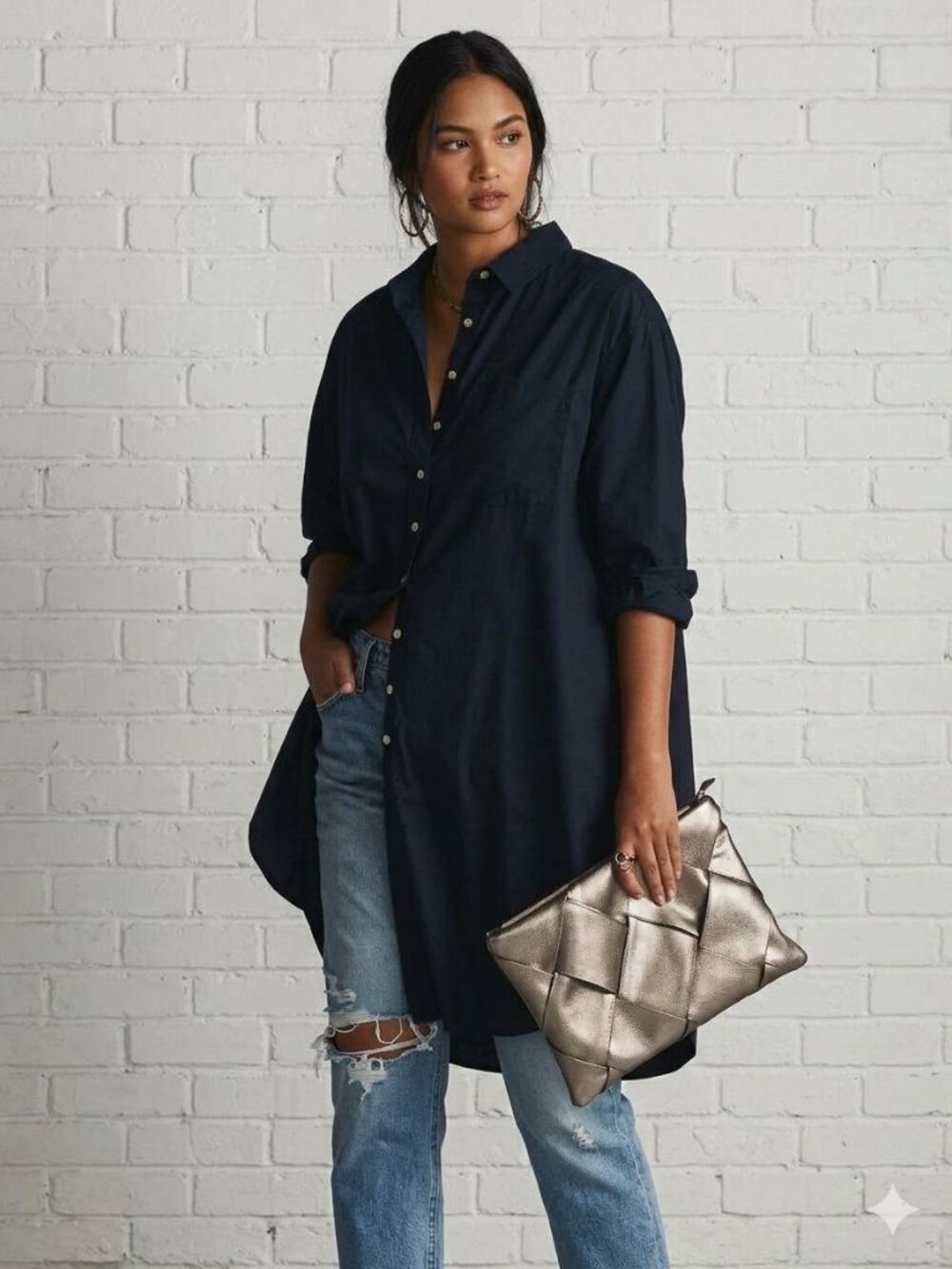 Maeve Maxi Tunic Button Down Shirt Dress Black Bennet Anthropologie M